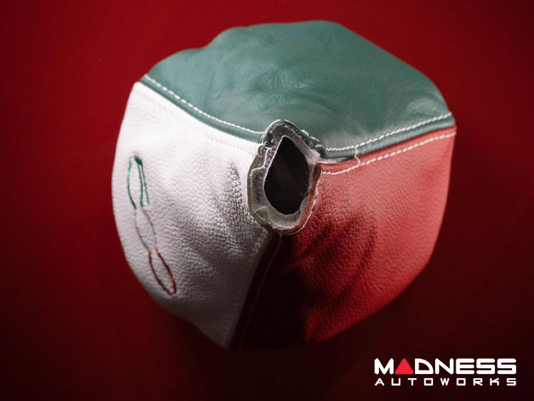 FIAT 500 Gear Shift Boot - Italian Colors Leather w/ 500 Logo